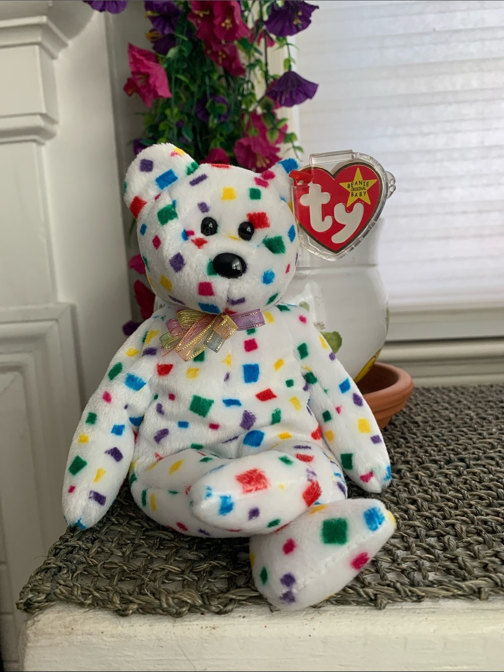 Ty NWT “2K” Multicolor Confetti Millinium Beanie Baby Plush Bear